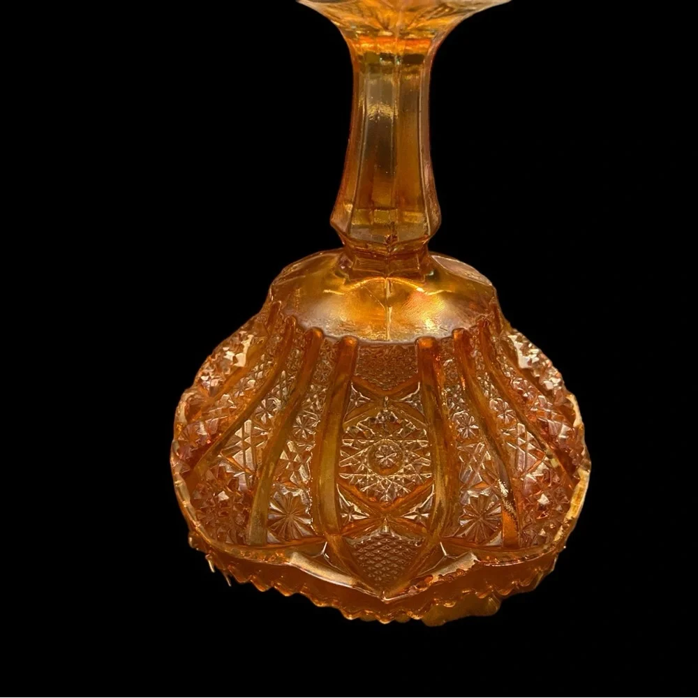 Absolutely gorgeous Antique marigold carnival glass compote / candy dish. MINT - Picture 4 of 5